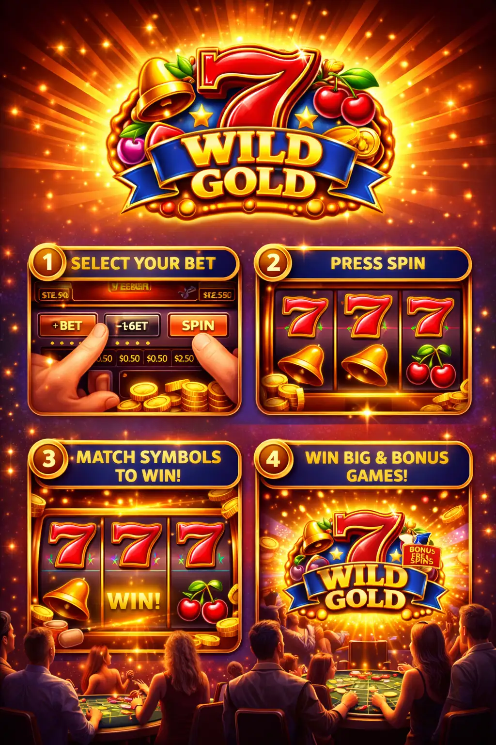 Spielaufbau und Layout von 7s Wild Gold